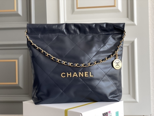 22S Calfskin নেভি চ্যানেল 22 &quot;ট্র্যাশ ব্যাগ&quot; ছোট হ্যান্ডব্যাগ ODM