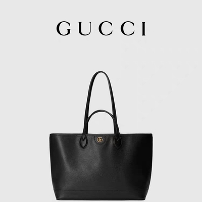 GUCCI ওফিডিয়া ব্র্যান্ডেড শোল্ডার ব্যাগ ছোট মাঝারি দানাদার চামড়া কালো