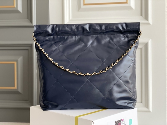 22S Calfskin নেভি চ্যানেল 22 &quot;ট্র্যাশ ব্যাগ&quot; ছোট হ্যান্ডব্যাগ ODM