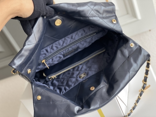 22S Calfskin নেভি চ্যানেল 22 &quot;ট্র্যাশ ব্যাগ&quot; ছোট হ্যান্ডব্যাগ ODM