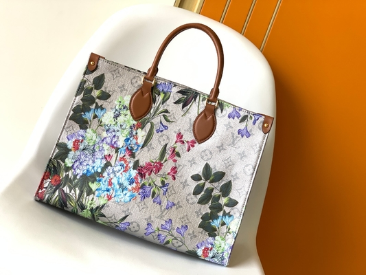 OnTheGo MM মিনি স্লিং ব্যাগ ব্র্যান্ডেড M81724 ফুলের প্যাটার্ন সিলভার লেপা ক্যানভাস
