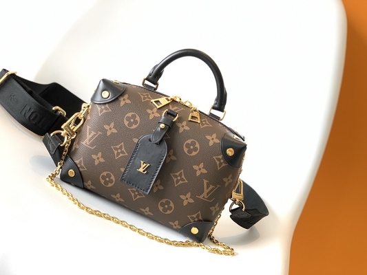 Louis Vuitton কাস্টম ব্র্যান্ডেড ব্যাগ Petite Malle Souple Empreinte মনোগ্রাম বাদামী কালো