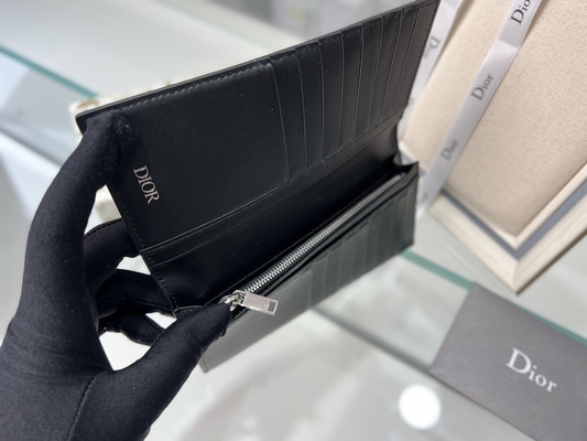 এমবসড উল্লম্ব সিডি খ্রিস্টান Dior Mens ওয়ালেট ডায়মন্ড Zippered