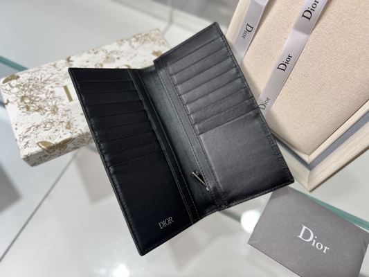 এমবসড উল্লম্ব সিডি খ্রিস্টান Dior Mens ওয়ালেট ডায়মন্ড Zippered