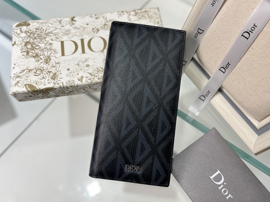 এমবসড উল্লম্ব সিডি খ্রিস্টান Dior Mens ওয়ালেট ডায়মন্ড Zippered