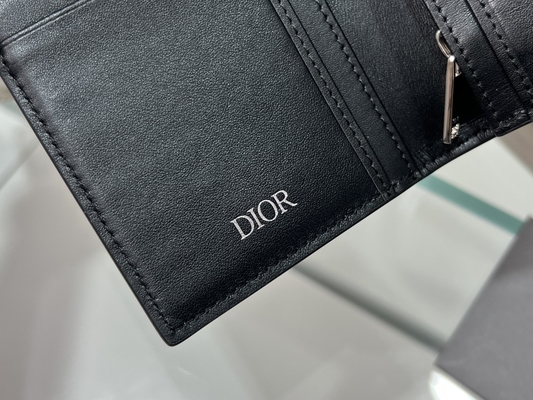 এমবসড উল্লম্ব সিডি খ্রিস্টান Dior Mens ওয়ালেট ডায়মন্ড Zippered