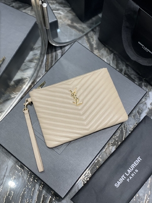মনোগ্রাম কুইল্টেড লেদার YSL কুইল্টেড লেদার পাউচ এনভেলপ ক্লাচ