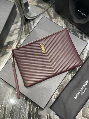 মনোগ্রাম কুইল্টেড লেদার YSL কুইল্টেড লেদার পাউচ এনভেলপ ক্লাচ