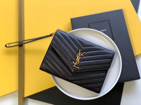 ক্যাভিয়ার YSL মনোগ্রাম কুইল্টেড লেদার এনভেলপ ক্লাচ ব্যাগ