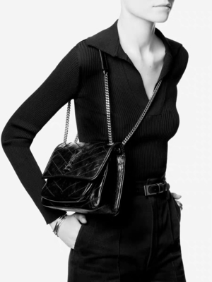 লেদার হ্যান্ডেল YSL WOC ব্র্যান্ডেড মেসেঞ্জার ব্যাগ DND1N 1000 NIKI