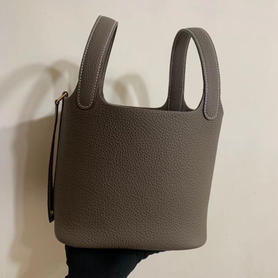 হার্মিস ব্র্যান্ডেড লেডিস হ্যান্ডব্যাগ Jaune Ambre Picotin Lock PM Clemence Leather Soleil
