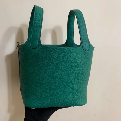 হার্মিস ব্র্যান্ডেড লেডিস হ্যান্ডব্যাগ Jaune Ambre Picotin Lock PM Clemence Leather Soleil