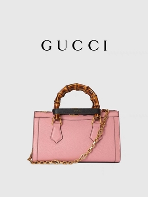 গোলাপী চামড়া GG Gucci ডায়ানা বাঁশ ব্যাগ হ্যান্ডব্যাগ OEM