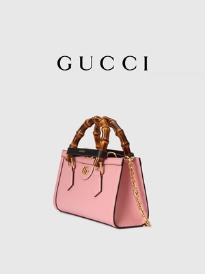 গোলাপী চামড়া GG Gucci ডায়ানা বাঁশ ব্যাগ হ্যান্ডব্যাগ OEM
