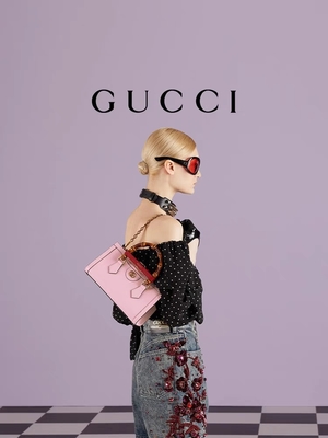 গোলাপী চামড়া GG Gucci ডায়ানা বাঁশ ব্যাগ হ্যান্ডব্যাগ OEM