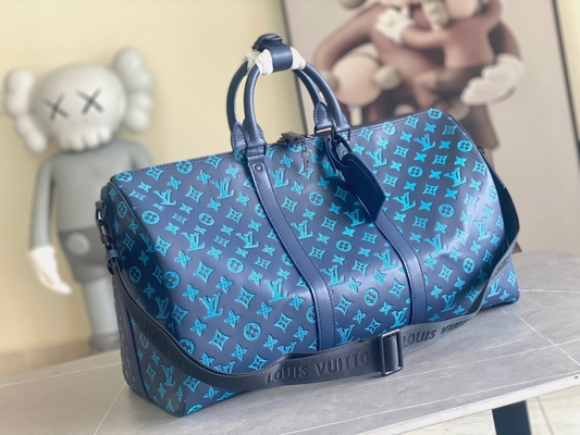 বড় ব্র্যান্ডের পুরুষদের ব্যাগ Keepall BANDOULIÈRE 50 ব্লু বোস্টন ব্যাগ