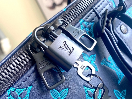 বড় ব্র্যান্ডের পুরুষদের ব্যাগ Keepall BANDOULIÈRE 50 ব্লু বোস্টন ব্যাগ