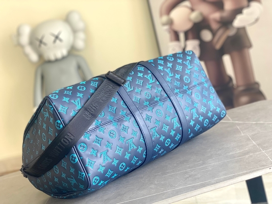 বড় ব্র্যান্ডের পুরুষদের ব্যাগ Keepall BANDOULIÈRE 50 ব্লু বোস্টন ব্যাগ