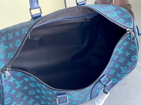 বড় ব্র্যান্ডের পুরুষদের ব্যাগ Keepall BANDOULIÈRE 50 ব্লু বোস্টন ব্যাগ